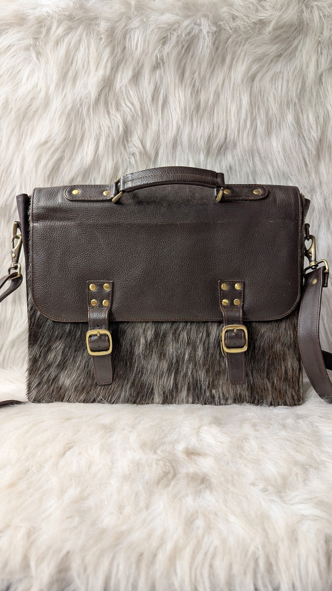 Dark Brown Leather/Cowhide Briefcase