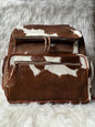 Cowhide Print Backpack Brown White