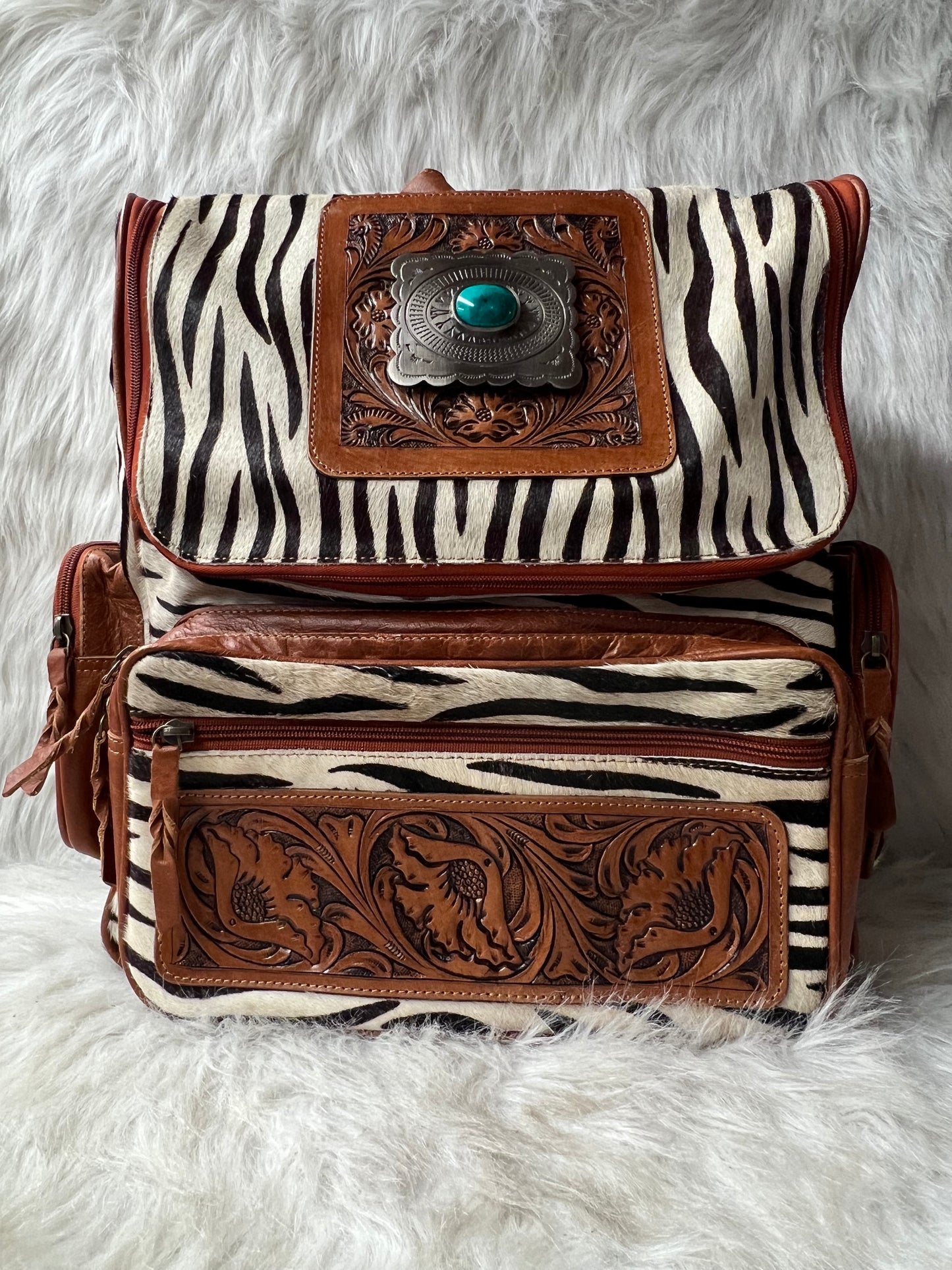 Cowhide Zebra Backpack