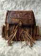 Leather Flowered Fringe Backpack