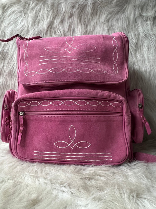 Leather Western Suede Pink Backpack